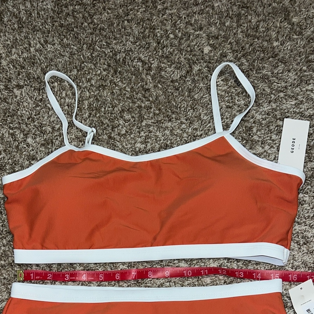 NWT! Geode Women’s Coral with White Trim Bikini Top Sz XXL Super cute! - Picture 6 of 8